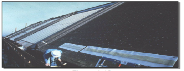 밑판 깔개가 있는 견고한 기판, 건축 강판 지붕의 설치