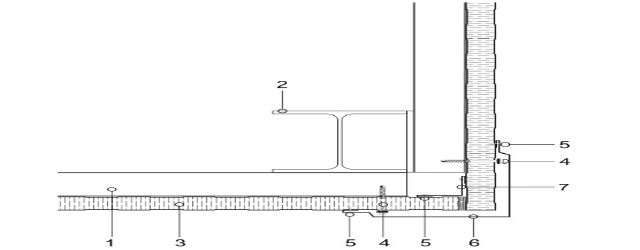미네랄울판넬 벽 코너 연결 수평 단면